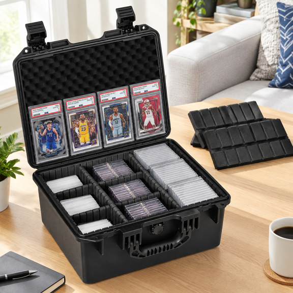 9 Adj-Zones/ Fits H≤5.6" Card&Sleeve Craft & Hobby Storage Case