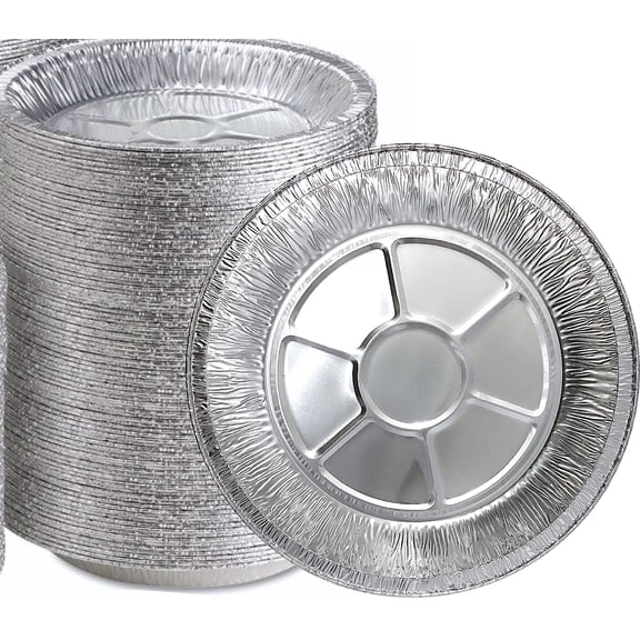 9" Aluminum Foil Pie Tins (25 Pack)  Disposable Pans For Baking Cooking Freezer Safe Round Plates Quiche Tarts Pies & Takeout
