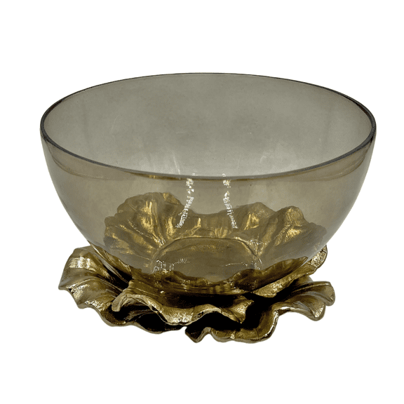 9" Aluminum Glass Floral Decorative Bowl