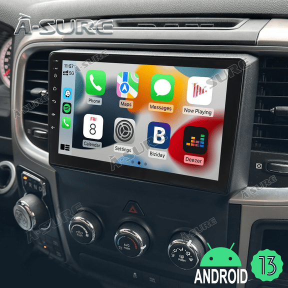 9" Android 13 Car Radio Stereo for 2013-2018 Dodge Ram 1500/2500/3500 Manual A/C, 2+32GB Wireless CarPlay GPS Navi WiFi Bluetooth DSP RDS SWC