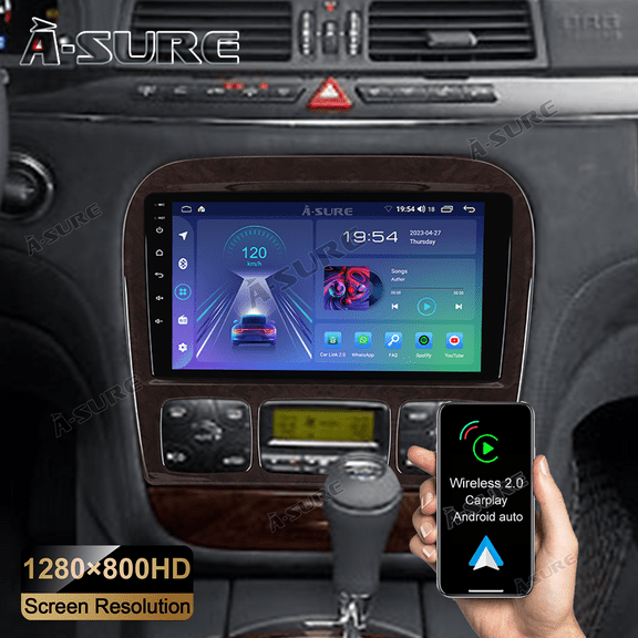 9" Android 13 Car Radio Stereo for Mercedes Benz S-Class W220 1999-2005 Wireless CarPlay GPS WiFi Bluetooth DSP SWC USB 2+32GB