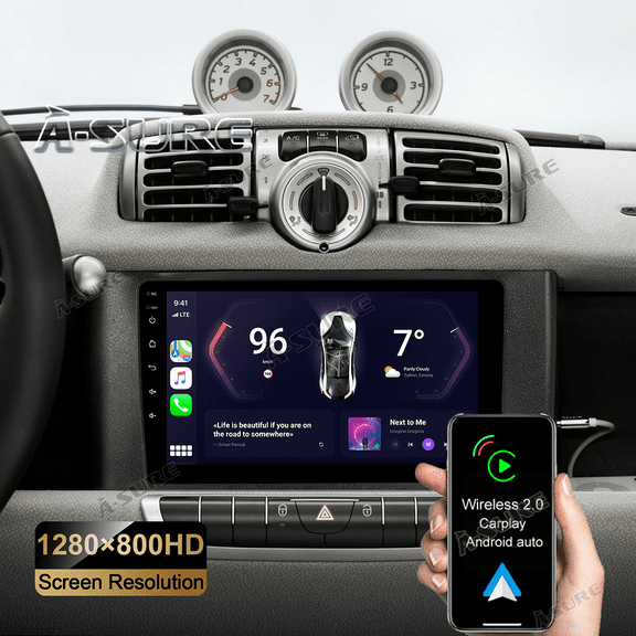 9" Android 13 Car Radio Stereo for SMART FORTWO II 2011-2013 Wireless CarPlay Android Auto GPS Nav Bluetooth WiFi DSP SWC 2+32GB