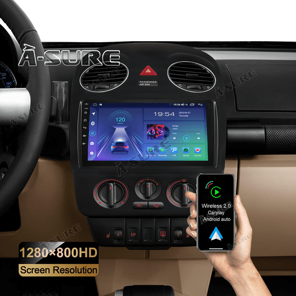 9" Android 13 Car Radio Stereo for VW New Beetle 2001-2010, Wireless CarPlay Android Auto 2+32GB GPS Navi Wi-Fi Bluetooth SWC DSP FM RDS USB