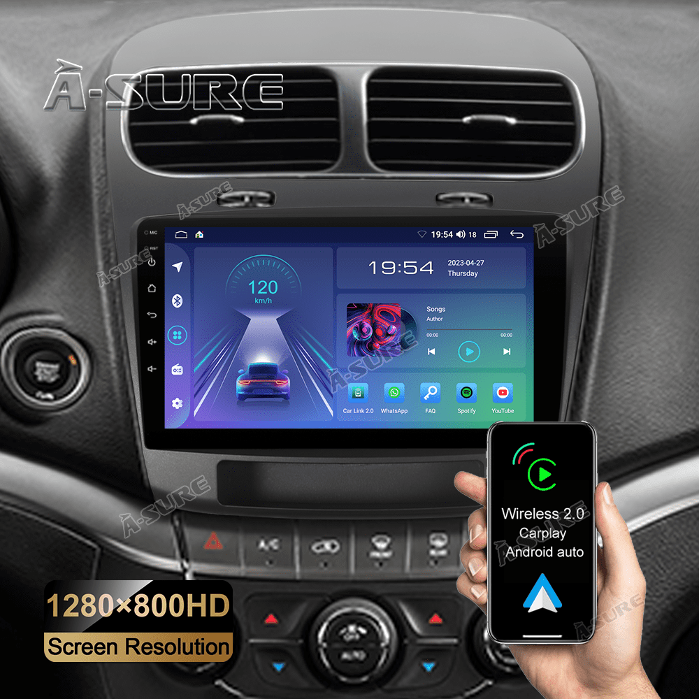 9-Inch Android Car Stereo For Dodge Journey 2011-2019 - Wireless CarPlay, Android Auto, Backup Camera