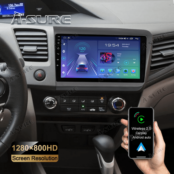 9" Android 13 Wireless CarPlay Car Radio Stereo for Honda Civic lX 2012 GPS Navi WiFi Bluetooth FM DSP RDS SWC 2+32GB