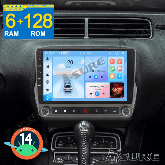 9" Android 14 6+128GB Car Radio Stereo for Chevy Camaro 2010-2015, 8-Core Wireless CarPlay GPS Navi Bluetooth WiFi 4G LTE DSP FM RDS SWC