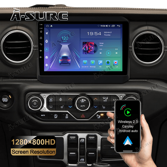 9" Android 14 Wireless CarPlay Car Radio Stereo for Jeep Wrangler 2018-2022 GPS Navi 2+32GB WiFi Bluetooth DSP FM RDS SWC