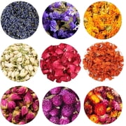 9 Bags Dried Flowers Artrylin Natural Dried Flowers Herbs Kit for Soap Making DIY Candle Making Bath, Natural Flower Include Rose Petals Lavender Dont Forget Me Rosebudsand More