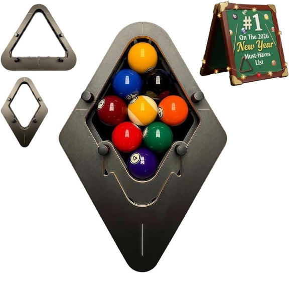 9-Ball PRO Precision Billiard Rack, Heavy Duty Solid Wood Triangle/Diamond Pool Ball Racks, Consistent Tight Rack Tool for Standard Pool Tables, Professional Billiards Accessories