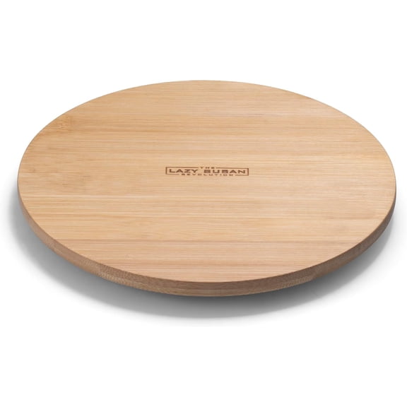 9" Bamboo Lazy Susan Revolution Turntable No Rim - Natural Bamboo Organizer for Spices, Kitchen, Pantry, or Office, 360 Rotation, Eco-Friendly
