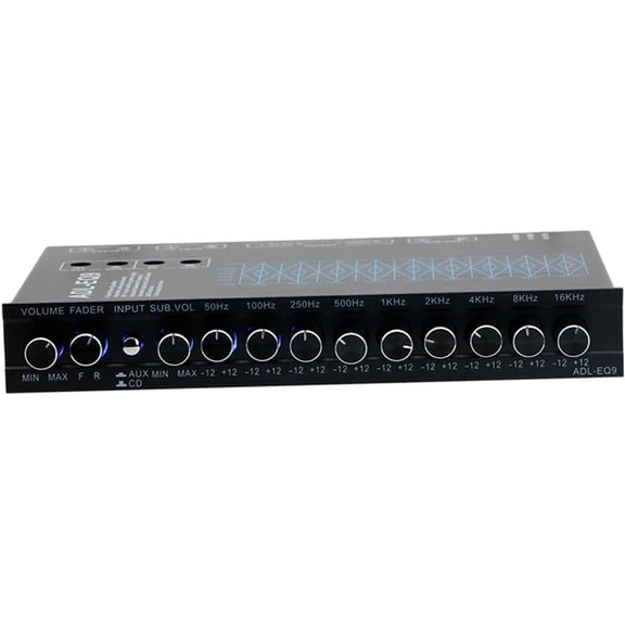 9 Band Car Stereo Tone Control Adjustable 12V DC Subwoofer Output Equalizer Audio Amplifier