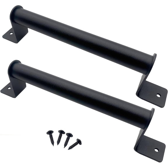 9" Barn Door Handles - Gate Pulls for Wooden Fences Shed Garage Sliding Door - Pull Handle Rustic Farmhouse Industrial Style - Outdoor Indoor Exterior and Interior Pulls - Black 2pcs