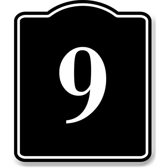 9 Bay Garage Door Plate Field Lane Gate Number BLACK Aluminum Composite Sign, 8.5"x10"