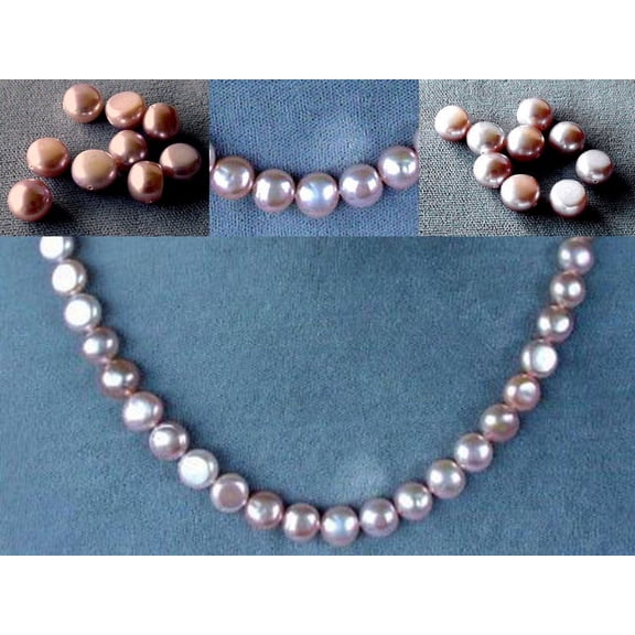 9 Beads of Peachy Pink 8mm Button FW Pearls 4476