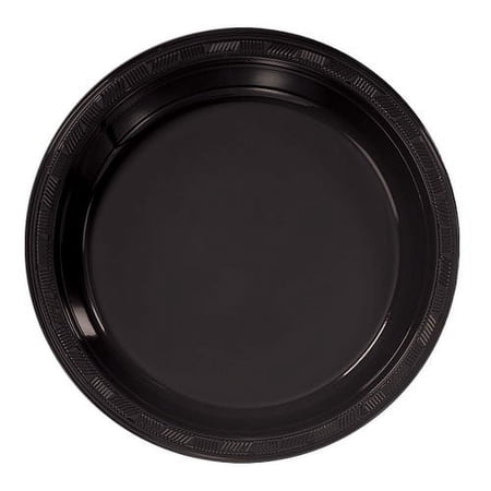 9" Black Plastic Plates - 50 Ct