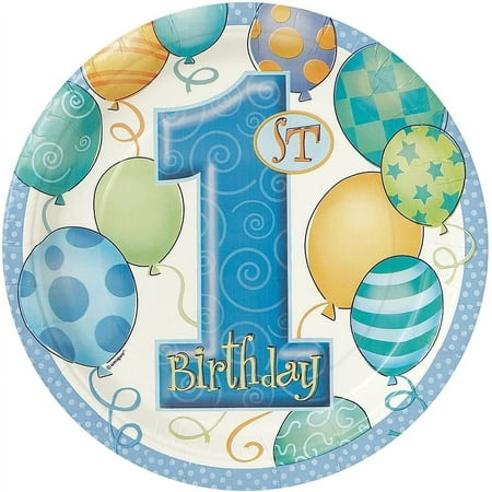 First Birthday Balloons Blue Party Supplies