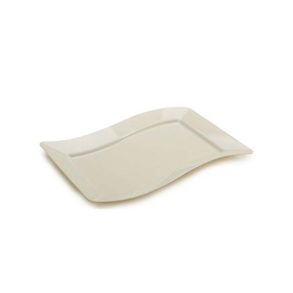 9" Bone Rectangular Wave Luncheon Plastic Plates 10ct.