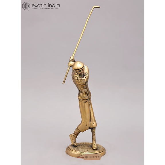 9" Brass Golfer Figurine | Table Decor Statue