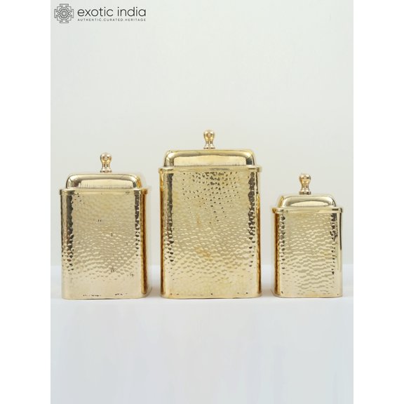 9" Brass Kitchen Containers/Dabba | Set of Three