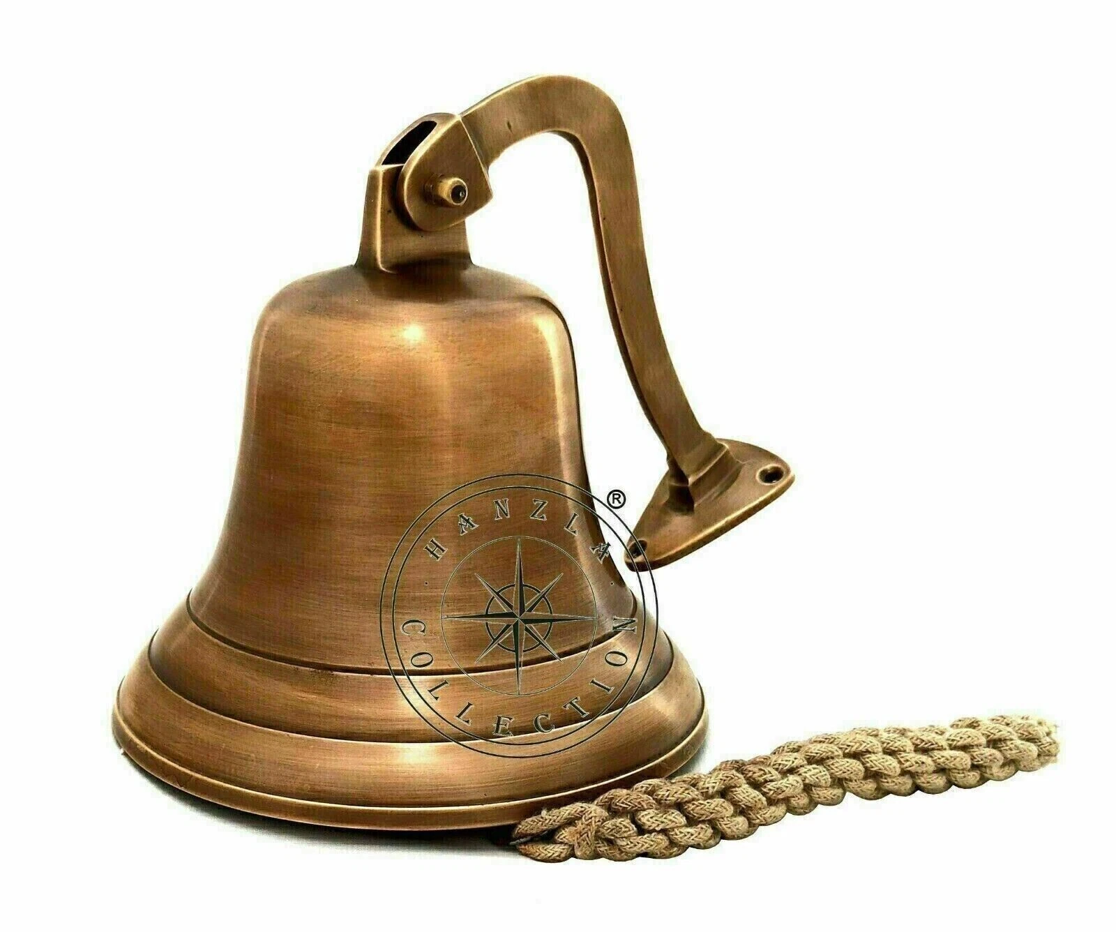 9" Brass Ship Bell Wall Mounted Nautical Maritime Captain’s Bell | Antique Finish Boat & Home Decor