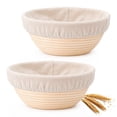 thumbnail image 1 of Vesteel Bread Proofing Basket Set of 2, 9 inch Round Banneton Bread Baking Baskets with Liner, Baking Supplies Tools Included for Fermenting Baking Dough, 1 of 8