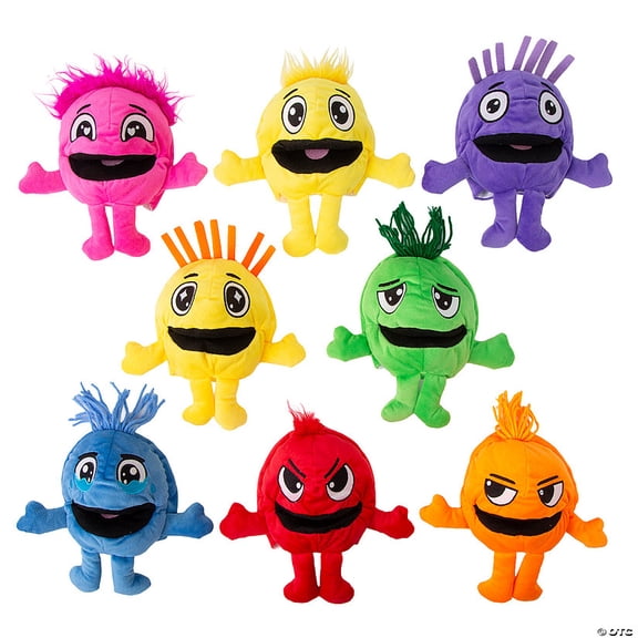 9" Bright Color Stuffed Emotion Characters Hand Puppets Set - 8 Pieces