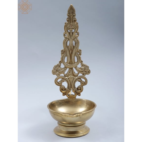 9" Bronze Designer Decorative Diya (Hoysala Art)