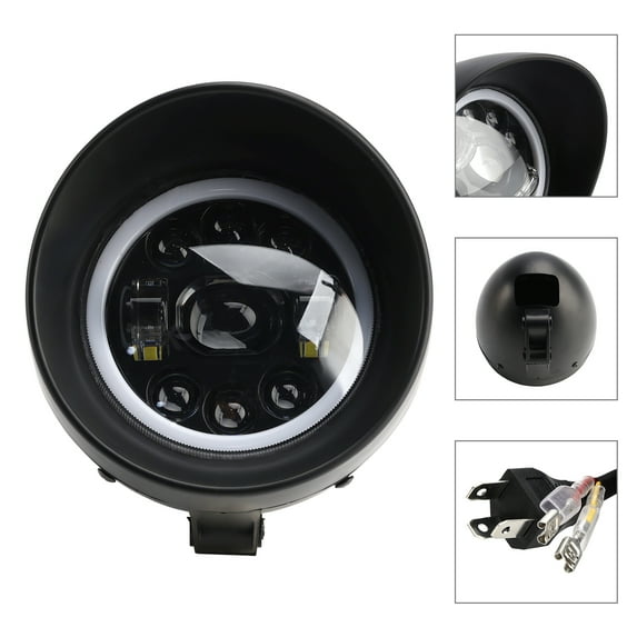 9-Bulbs Beam Headlight Fog Lamp Custom Fits Black For Racer Bobber Chopper