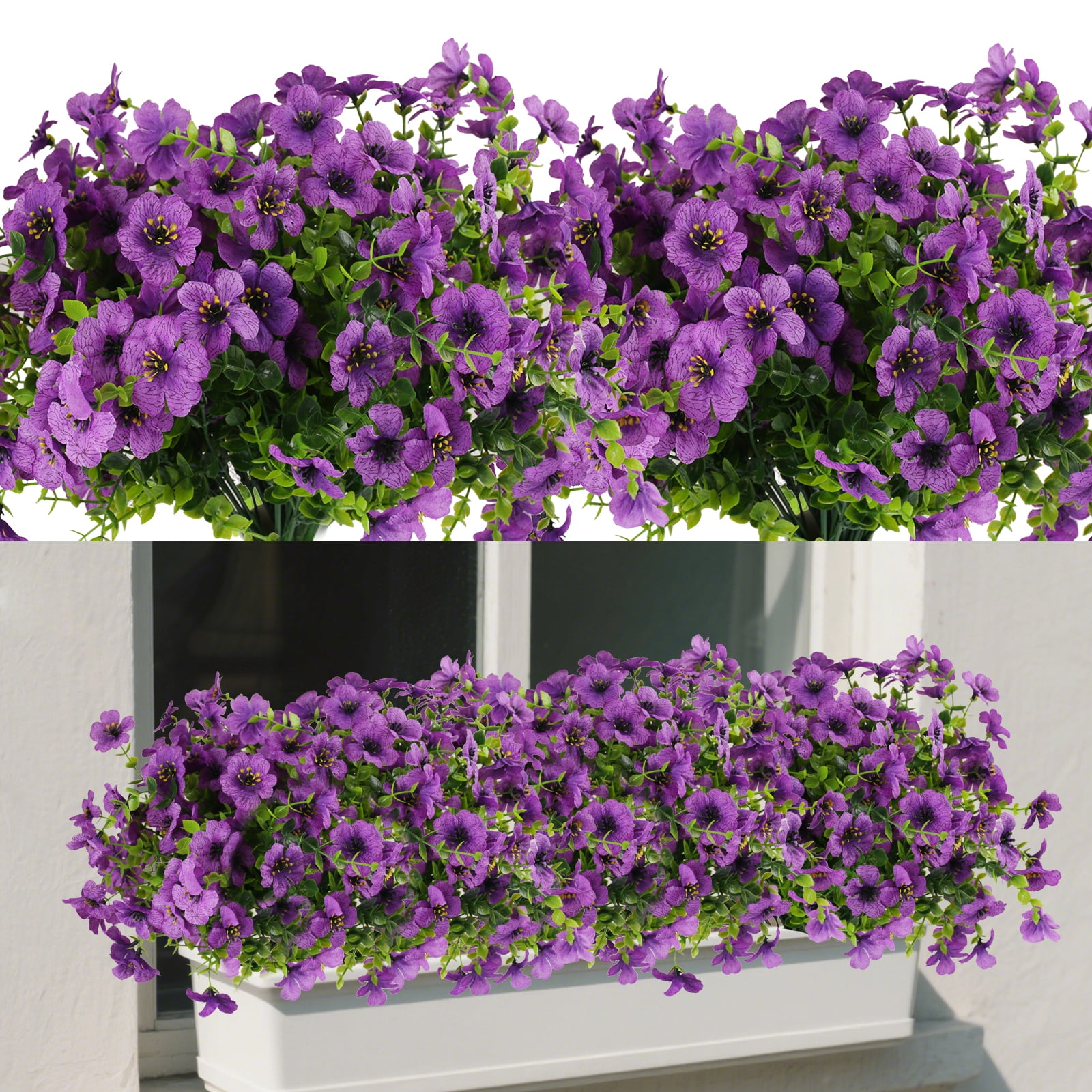 9 Bundles Artificial Flowers for Outdoor,No Fade Fake Plastic Flowers Faux Plants for Decoration Hanging Planters Indoor Outside Garden Porch Window Box Home Wedding Farmhouse