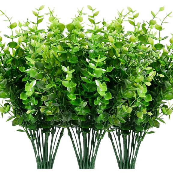 9 Bundles Fake Plants Artificial Boxwood Greenery 63 Stems Fade Resistant Faux Plastic Plants for Garden Farmhouse Porch Patio Window Box Wedding Office Home Indoor Outdoor Decor