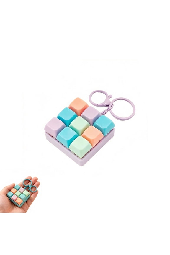 9 Buttons Keyboard Fidget Clicker Keychain Detachable Stress Relief Fidget Toy Portable Sensory Click Gadget Funny Gift for Adults Travel School Office