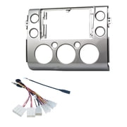 9'' Car Radio Stereo Dash Frame Fascia Bezel Panel w/Power Harness Cable Compatible for Toyota FJ Cruiser 200718 Install Mount Kit Silver