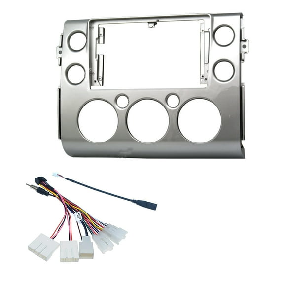 9'' Car Radio Stereo Dash Frame Fascia Bezel Panel w/Power Harness Cable Compatible for Toyota FJ Cruiser 2007~18 Install Mount Kit