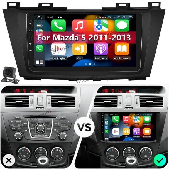 9" Car Stereo Radio for Mazda 5 2011-2013 Wireless CarPlay Android Auto, IPS Touch Screen with WiFi GPS Navigation/Bluetooth/Mirror Link/FM/SWC/Camera