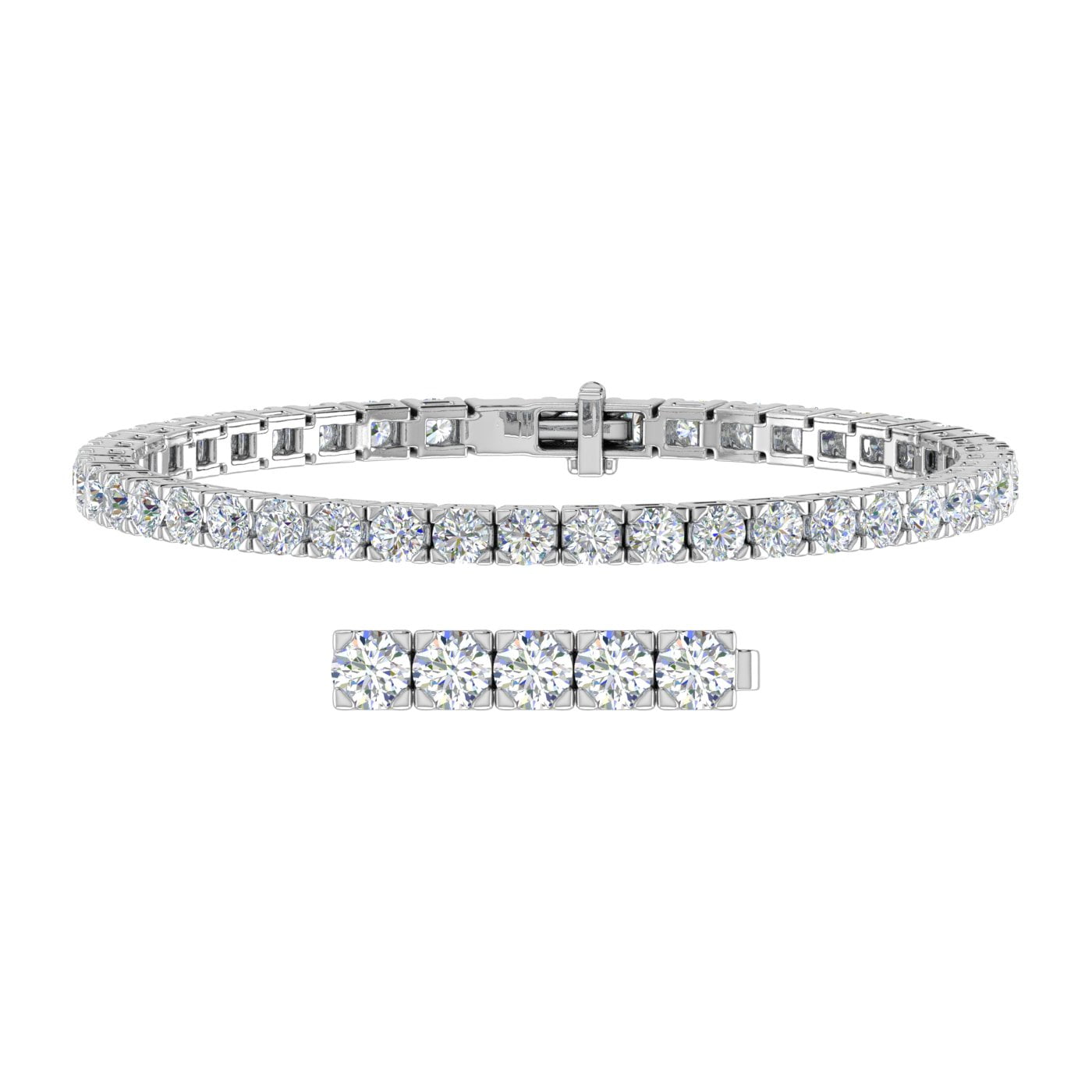 9 Carat Diamond Tennis Bracelet in 14K White Gold 7 Inch IGI Certified