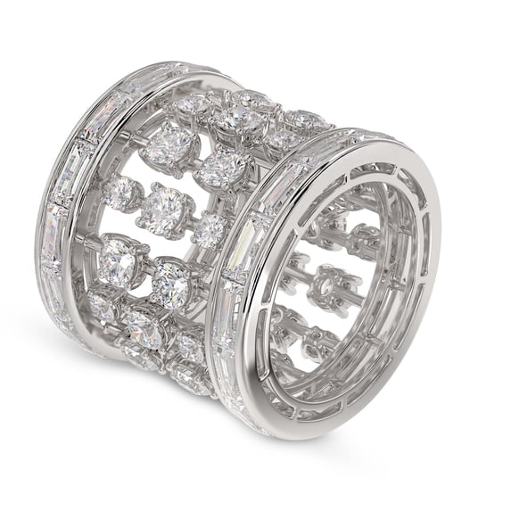 9 Carat IGI Certified 14K White Gold LAB GROWN Diamond The Barrel Cocktail Ring For Women FG Color VS Clarity ( Ring Size - 8.5 )