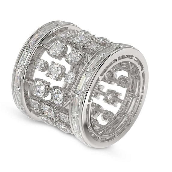 9 Carat IGI Certified 18K White Gold LAB GROWN Diamond The Barrel Cocktail Ring For Women FG Color VS Clarity ( Ring Size - 9.5 )