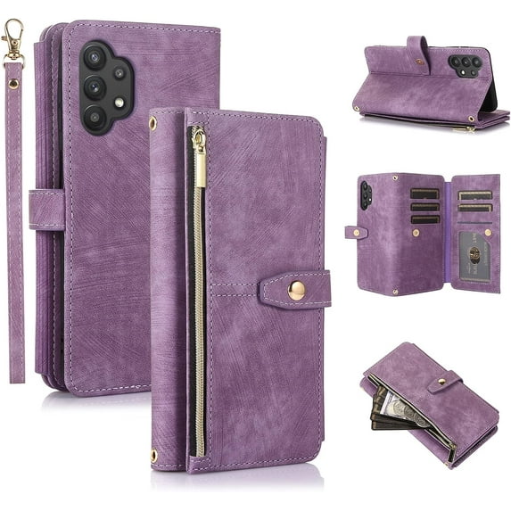 9 Card Slots Zipper Leather Case - A32