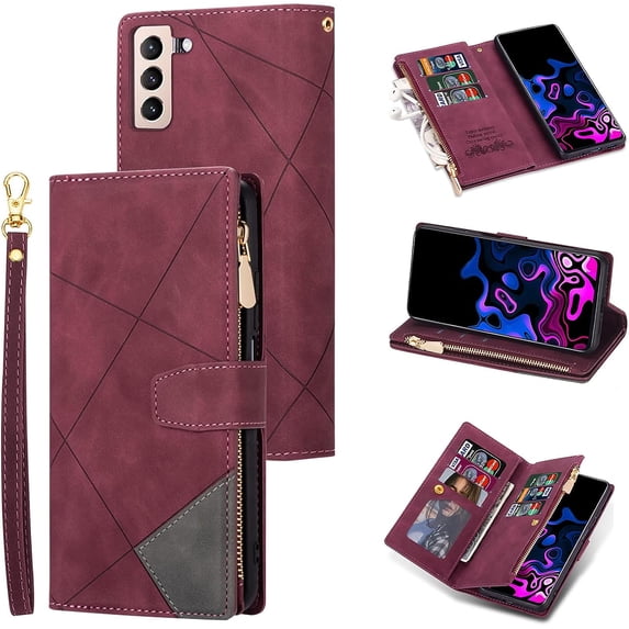 9 Card Slots Zipper Leather Case - S22