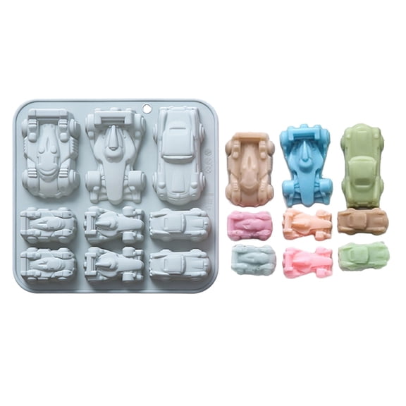 9 Cavities Racing Car Ice Tray Silicone Food Grade Silicone for Making Chocolate Jelly Desserts Beverages Cocktail
