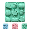 thumbnail image 1 of 9‑Cavity Fall Silicone Molds, Pumpkin Maple Leaf Acorn Multi‑Shape Food‑Grade Silica Gel, Halloween Silicone Molds, for Dessert Making, Handmade Soap Candle & Halloween Thanksgiving Party-Green, 1 of 7