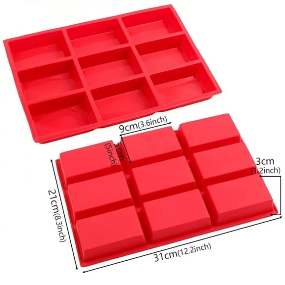 9-Cavity Silicone Lattice Cake Mould DIY Mousse Baking Non-Stick, Easy Release, Rectangular Bread Baking Molds for Mini Cakes