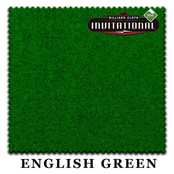 9' Championship Invitational Teflon Pool Billiard Table Felt Cloth - English Green - Free Spots - AUTHORIZED DEALER