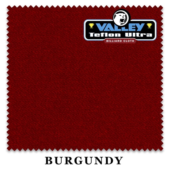9' Championship Valley Teflon Ultra Pool Billiard Table Felt Cloth - Burgundy - Free Spots - AUTHORIZED DEALER
