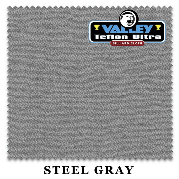 9' Championship Valley Teflon Ultra Pool Billiard Table Felt Cloth - Steel Gray - Free Spots - AUTHORIZED DEALER