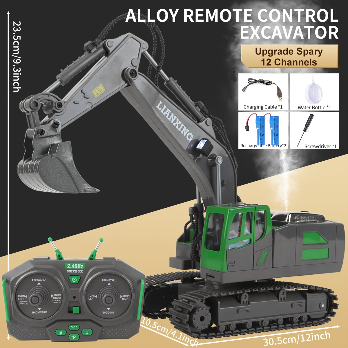 9 Channels Remote Control Bulldozer 2.4Ghz RC Construction Vehicle