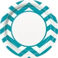 thumbnail image 1 of 9" Chevron Paper Dinner Plates, Caribbean Teal, 8ct, 1 of 4