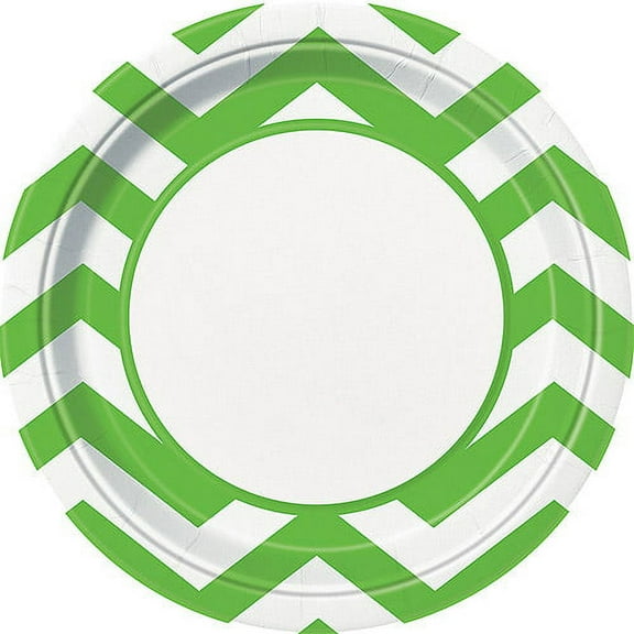 9" Chevron Paper Dinner Plates, Lime Green, 8ct