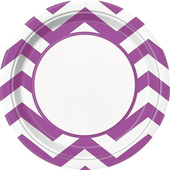 9" Chevron Paper Dinner Plates, Purple, 8ct