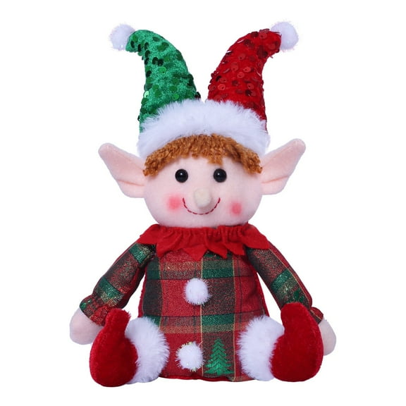 9" Christmas Elf Doll Ornaments – Festive Hanging Elf Figurines for Holiday Decoration, Adorable Sitting Elves in Red & Green Outfits, Xmas Tree Decoration & Home Office Display, Seasonal Gift Idea